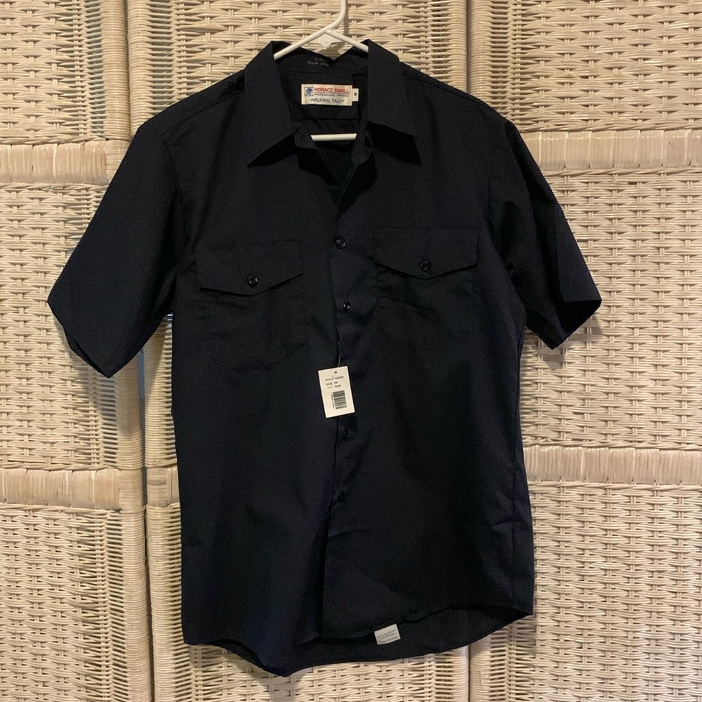 Horace Small Walking Tall Dark Navy Short Sleeve Uniform Shirt Size M BNWT
